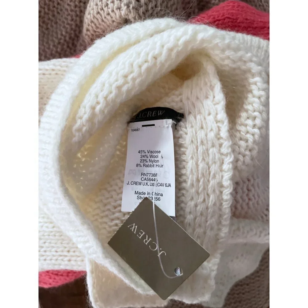 NWT J. Crew Colorblock Oversized Long Wool Rabbit Hair Blend Scarf Wrap OS‌